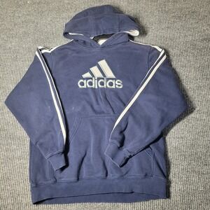 Adidas Large Mens Trefoil Big Logo Fleece Pullover Hoodie Hooded Sweatshirt‎